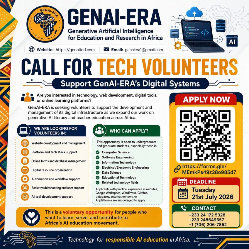 Call for tech volunteers promotion flyer